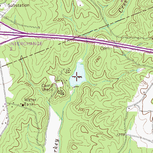 Topographic Map of Camp Waco Lake Dam, GA