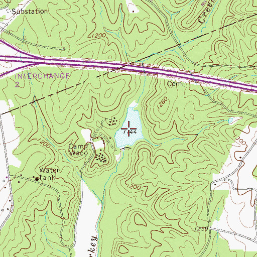 Topographic Map of Camp Waco Lake, GA