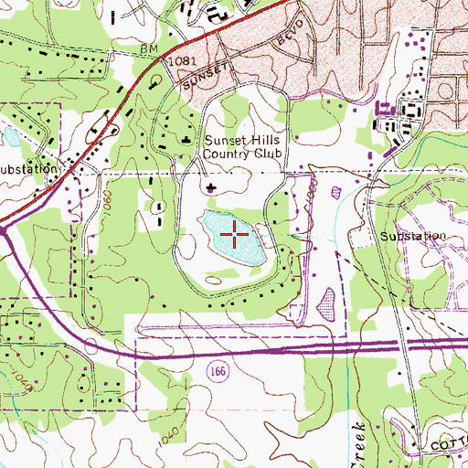 Topographic Map of Sunset Hills Country Club Lake, GA