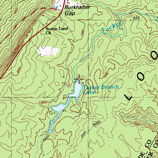 Topographic Map of Tucker Branch Lake Dam, GA