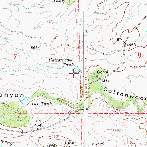 Topographic Map of Cottonwood Tank, AZ
