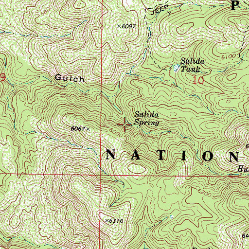 Topographic Map of Salida Spring, AZ
