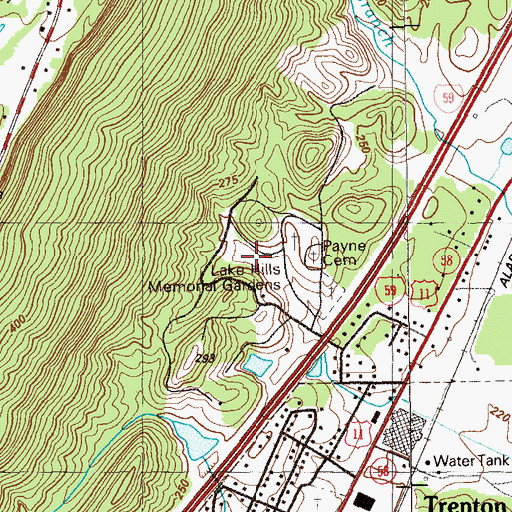 Topographic Map of Getter Lake, GA