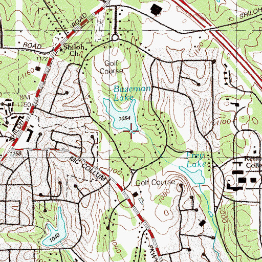 Topographic Map of Bozeman Lake Dam, GA