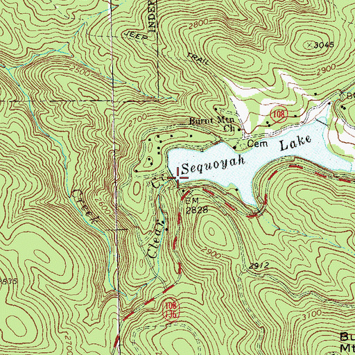 Topographic Map of Sequoyah Lake Dam, GA