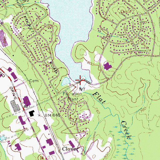 Topographic Map of Lake Peachtree Dam, GA