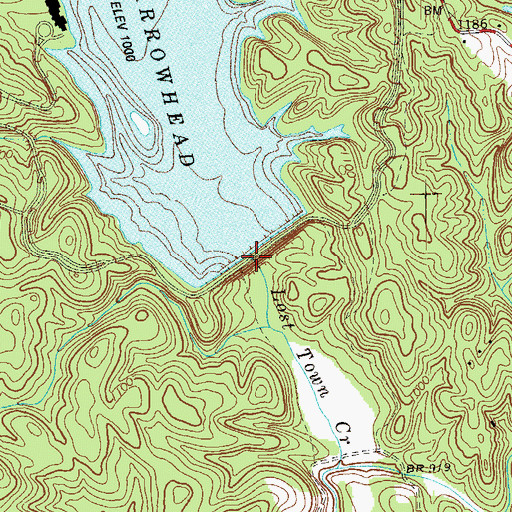 Topographic Map of Lake Arrowhead Dam, GA