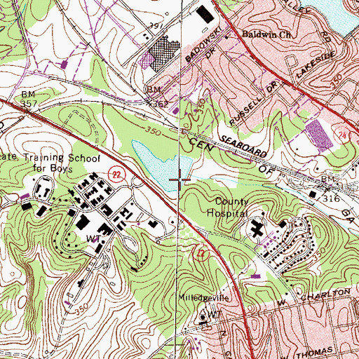 Topographic Map of Youth Development Center Dam, GA