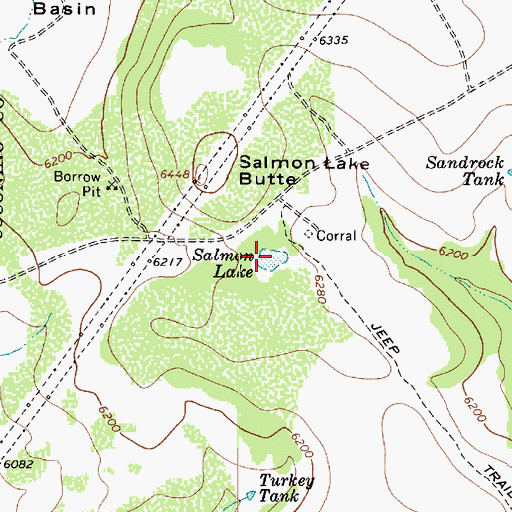Topographic Map of Salmon Lake, AZ