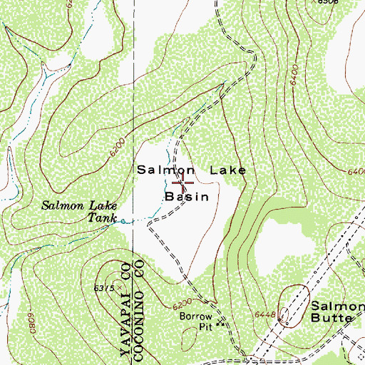 Topographic Map of Salmon Lake Basin, AZ
