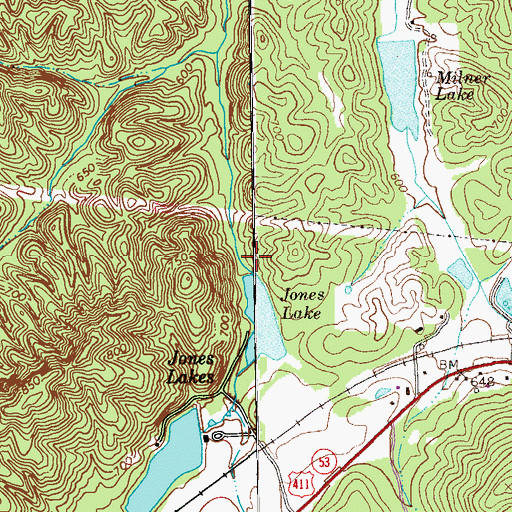 Topographic Map of North Jones Lake Dam, GA