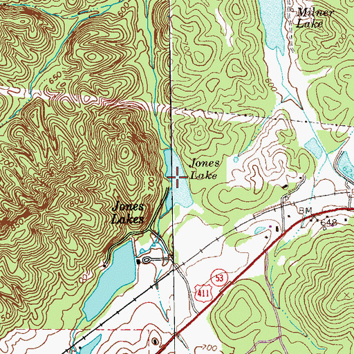 Topographic Map of North Jones Lake, GA