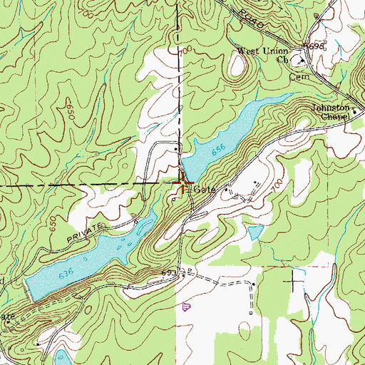 Topographic Map of Todd Lake Dam, GA