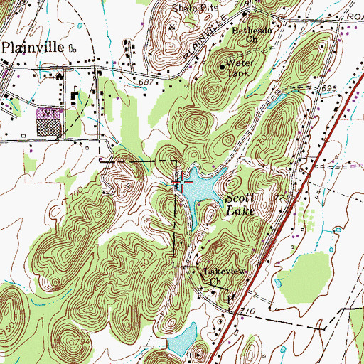 Topographic Map of Scott Lake Dam, GA