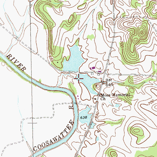 Topographic Map of Memorial Lake Dam, GA