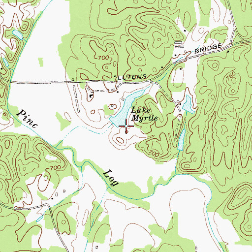 Topographic Map of Lake Myrtle Dam, GA