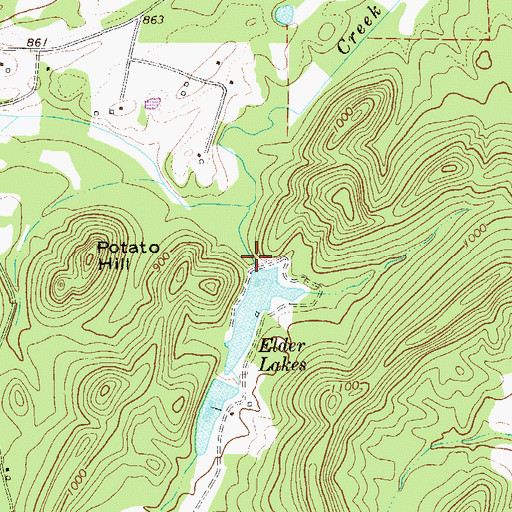 Topographic Map of Lower Elder Lake, GA