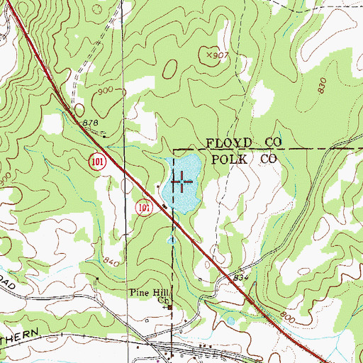 Topographic Map of Pine Hill Lake, GA