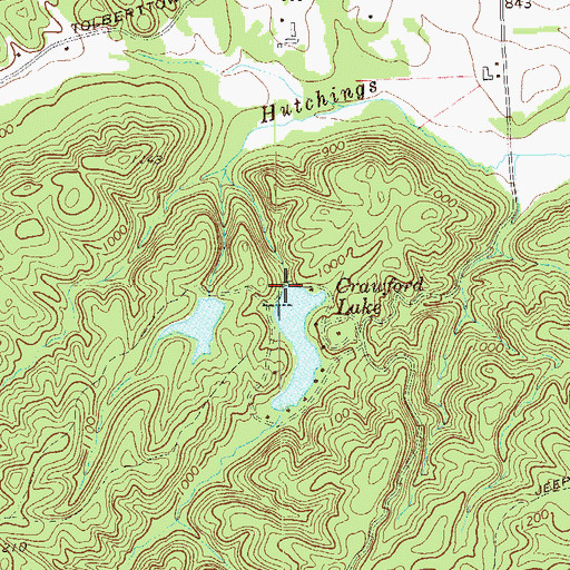 Topographic Map of Crawford Lake Dam, GA