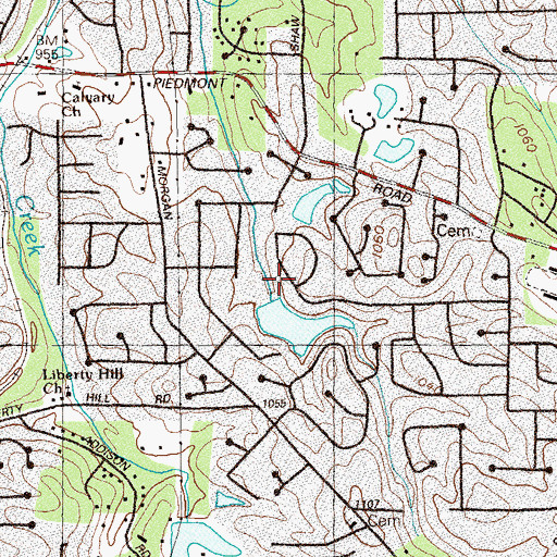 Topographic Map of Farmland Lake Dam, GA