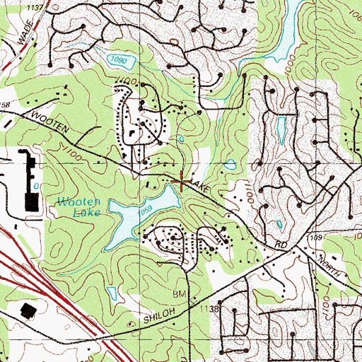 Topographic Map of Wooten Lake Dam, GA