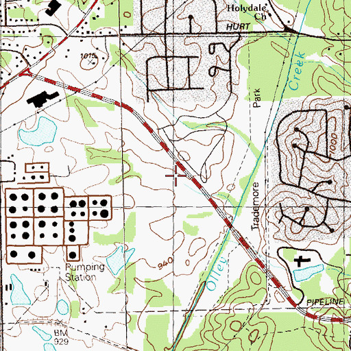 Topographic Map of Daniell Dam, GA