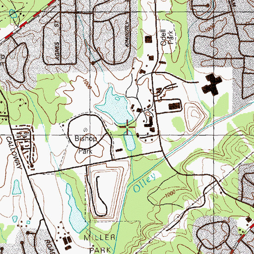 Topographic Map of County Farm Lake Dam, GA