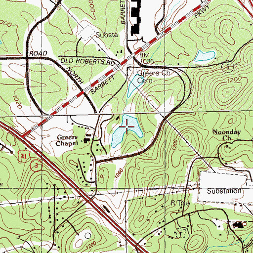 Topographic Map of Mctract Lake, GA