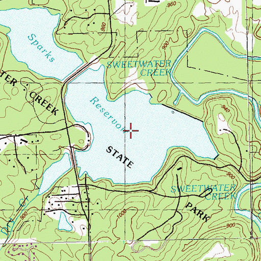 Topographic Map of George H Sparks Reservoir, GA