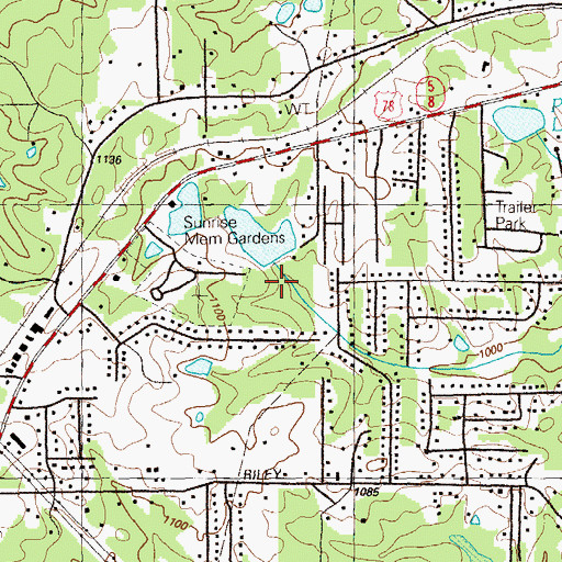 Topographic Map of Vaughn Lake Dam, GA