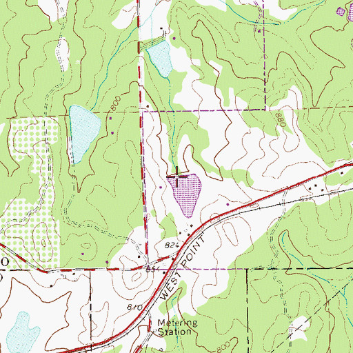 Topographic Map of Hilly Lake Dam, GA