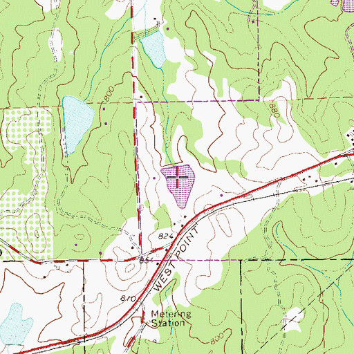 Topographic Map of Hilly Lake, GA
