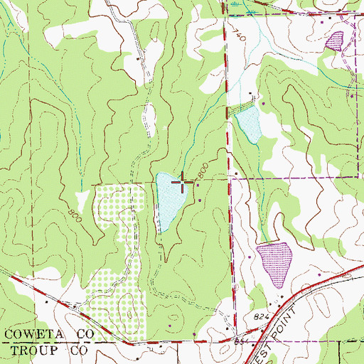 Topographic Map of Brewer Lake Dam, GA