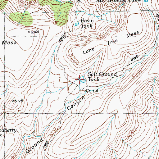 Topographic Map of Salt Ground Tank, AZ