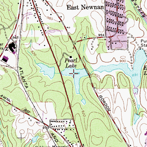 Topographic Map of Pearl Lake Dam, GA