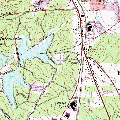Topographic Map of Newnan Water and Light Lake Number Six Dam, GA