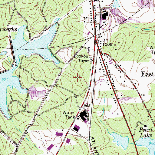 Topographic Map of Newnan Water and Light Lake Number Six, GA