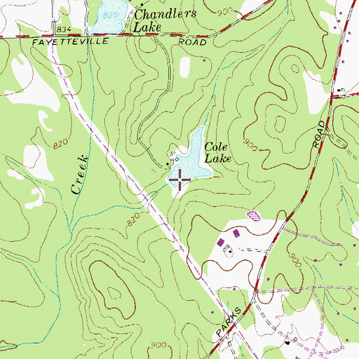 Topographic Map of Cole Lake Dam, GA