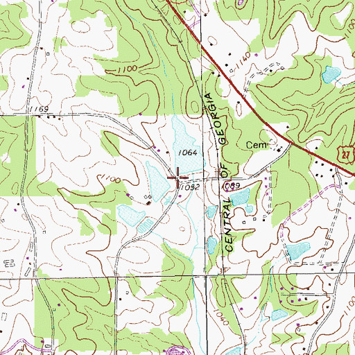 Topographic Map of Miller Lake Dam, GA