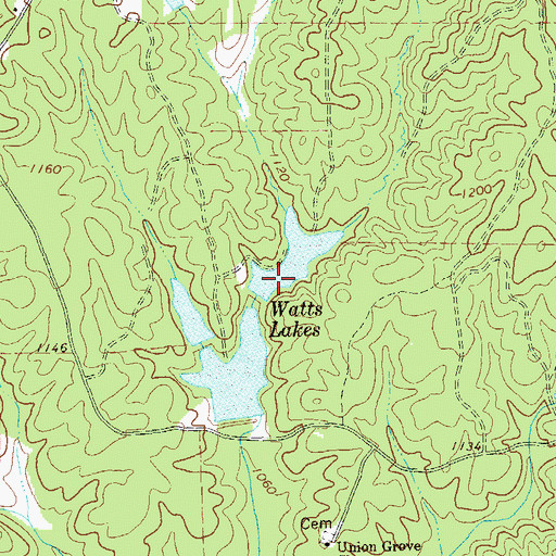 Topographic Map of North Watts Lake Dam, GA