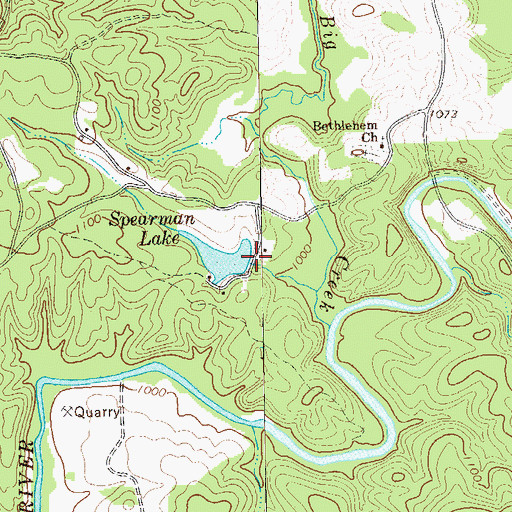 Topographic Map of Spearman Lake Dam, GA
