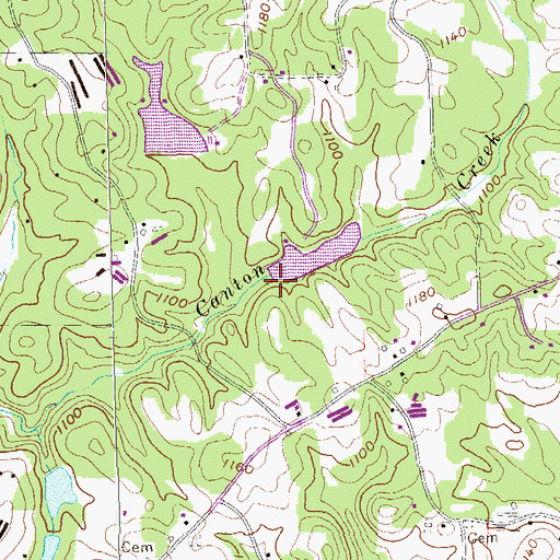 Topographic Map of Canton Creek Lake Dam, GA