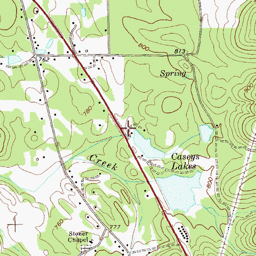 Topographic Map of Caseys North Lake Dam, GA