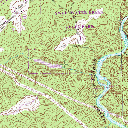 Topographic Map of Sweetwater Lake Dam, GA
