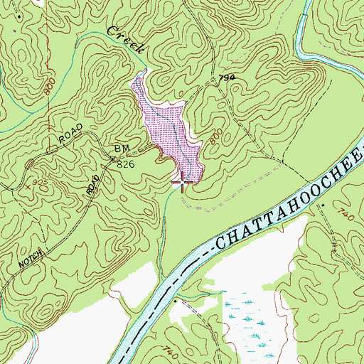 Topographic Map of Basket Creek Dam, GA