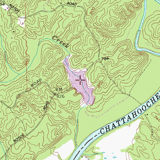 Topographic Map of Basket Creek Lake, GA