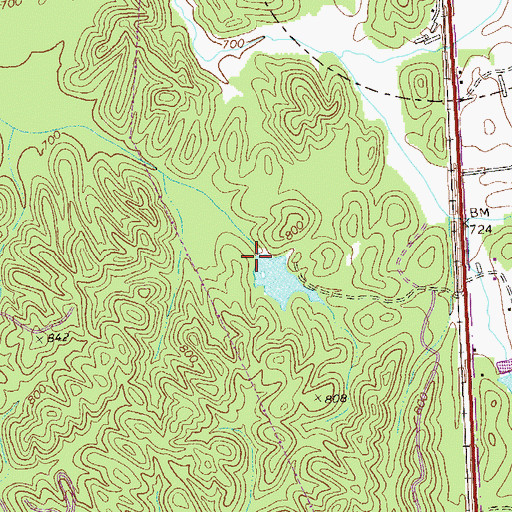 Topographic Map of Evans Lake Dam, GA
