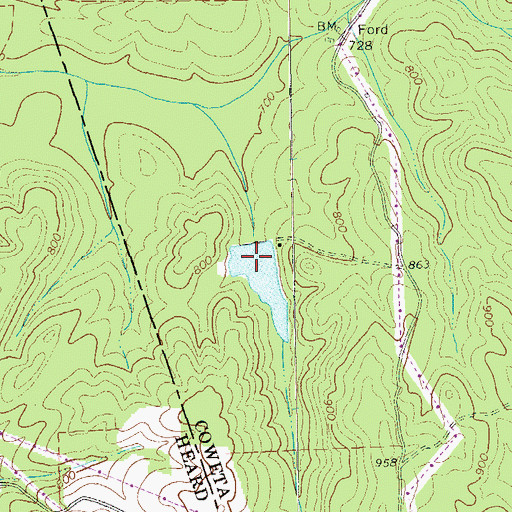 Topographic Map of Glover Lake Dam, GA