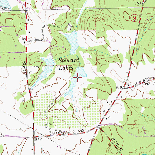 Topographic Map of South Steward Lake, GA