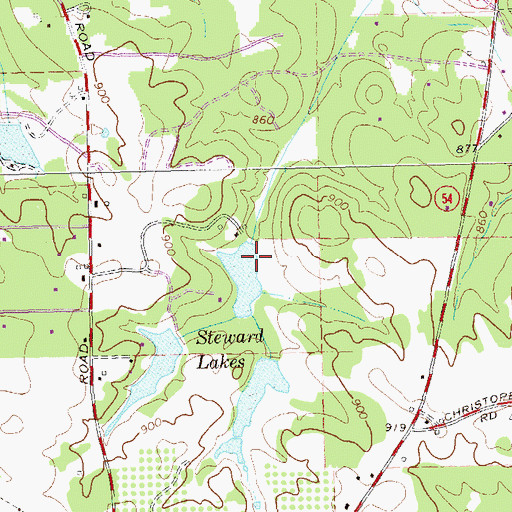 Topographic Map of North Steward Lake Dam, GA